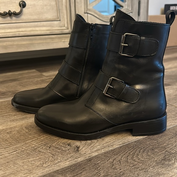 NWT! Emanuele Crasto Black Leather Buckle Boots - 38(US 7.5) Italian Leather - Picture 3 of 8